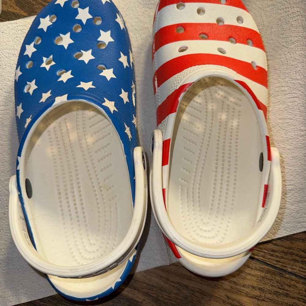CROCS Blue and Red Sandals with Ventilation Holes